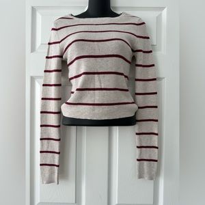 Prince & Fox Crop sweater - tan and burgundy - very cute, great condition